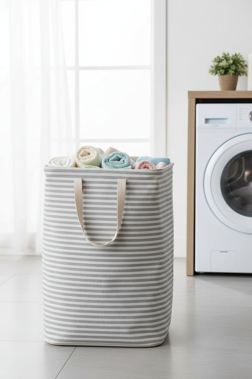 1 Pack Laundry Basket 80L Each, Collapsible Clothes Hamper with Reinforced Handles, Freestanding Waterproof Design for Bedroom and Laundry Room, Grey 80L Total