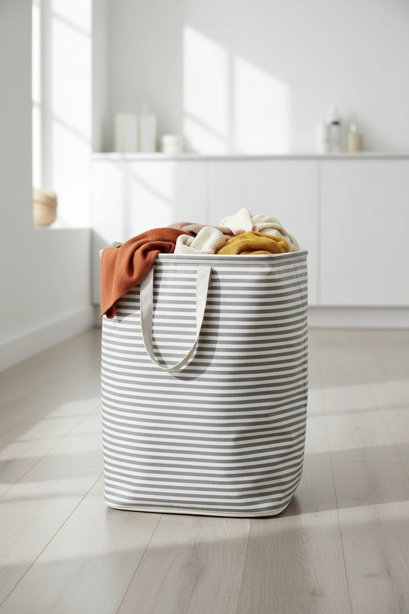 1 Pack Laundry Basket 80L Each, Collapsible Clothes Hamper with Reinforced Handles, Freestanding Waterproof Design for Bedroom and Laundry Room, Grey 80L Total