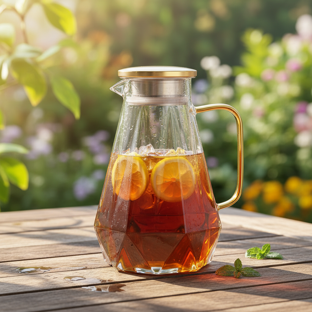 Black Diamond Glass Pitcher with Lid [68 Oz], Elegant Design Water Pitcher with Handle, Room Decoration, High Durability Water Glass Carafe for Iced Tea Maker, Beverages, Hot/Cold Coffee