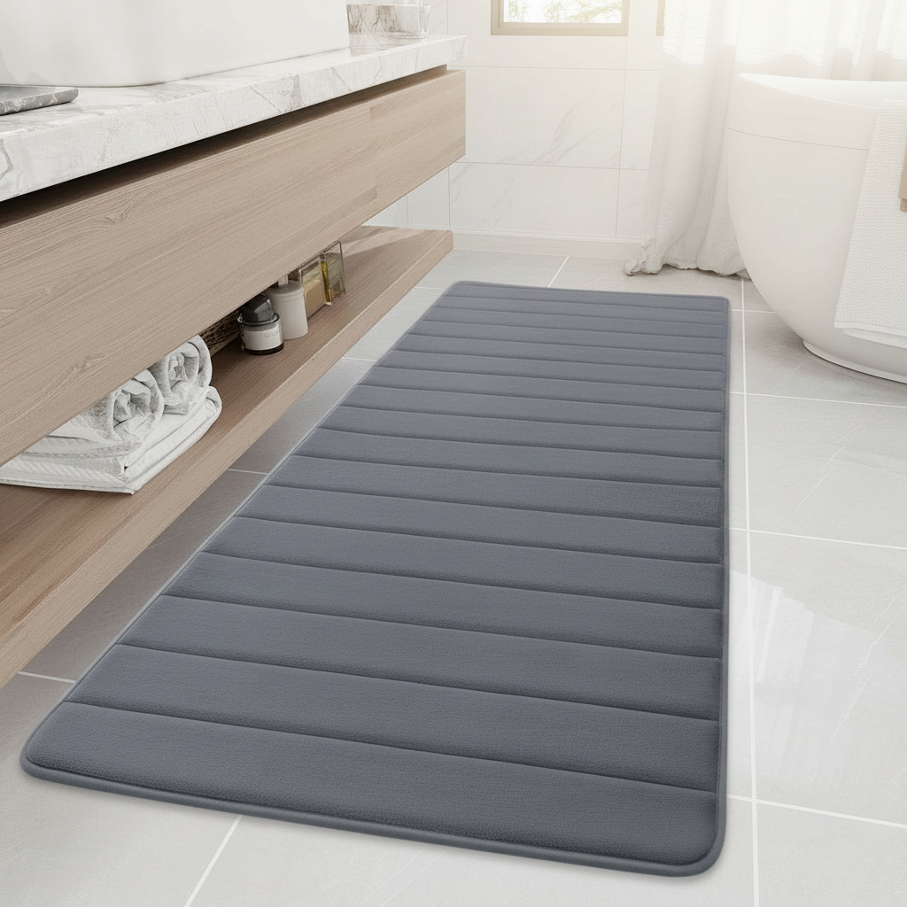 Memory Foam Bath Mat 70 X 24, Ultra Soft Absorbent Bathroom Rugs | Dark Grey, Machine Washable Quick Dry Bath Mats for Bathroom Floor, Shower and Tub, Home Decor Accessories