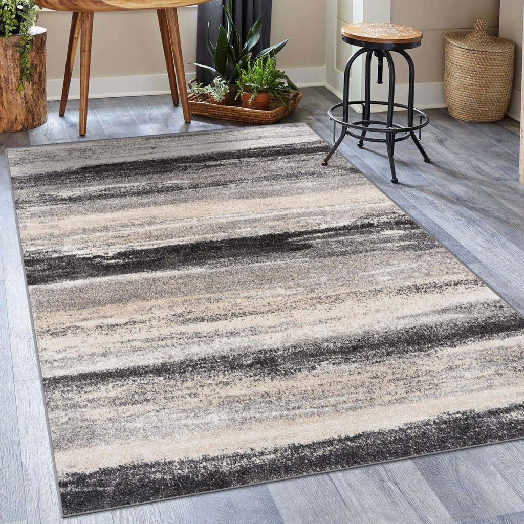 Modern Abstract Area Rug Gray 5X7 | Stain-Resistant, Cozy